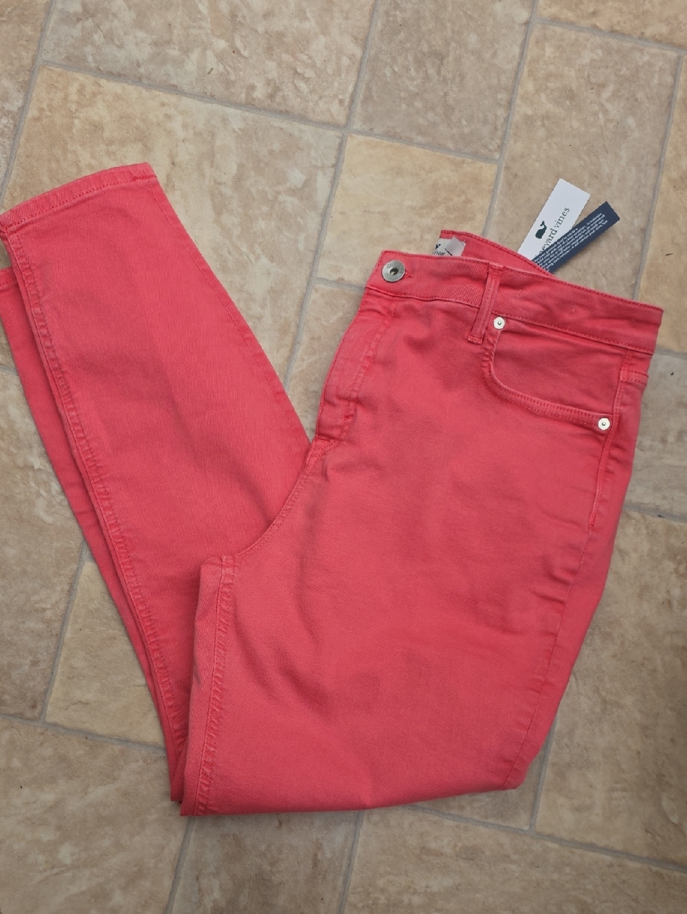Vineyard Vines Coral High Rise Skinny Ankle Jeans, Size 33